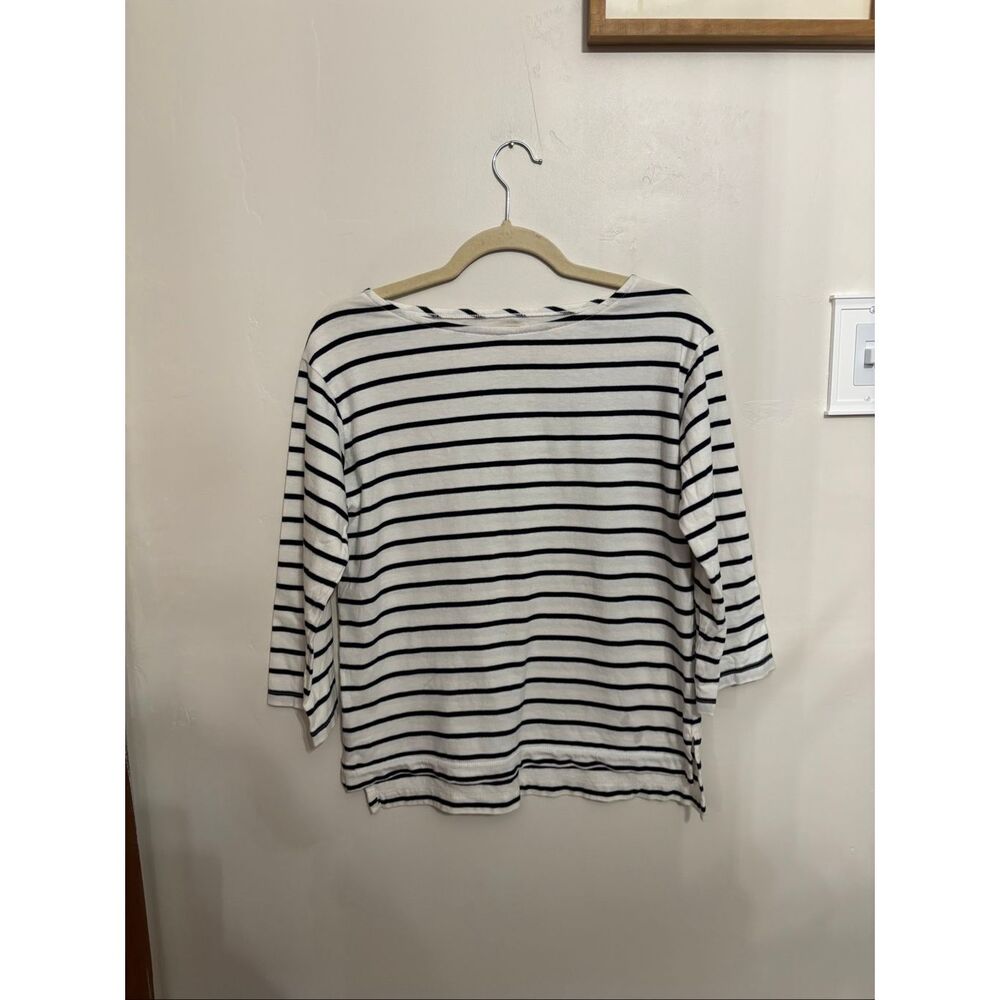 Madewell Striped Boatneck Tee XXS Blue White Nautical 3/4 Sleeve - Picture 3 of 6